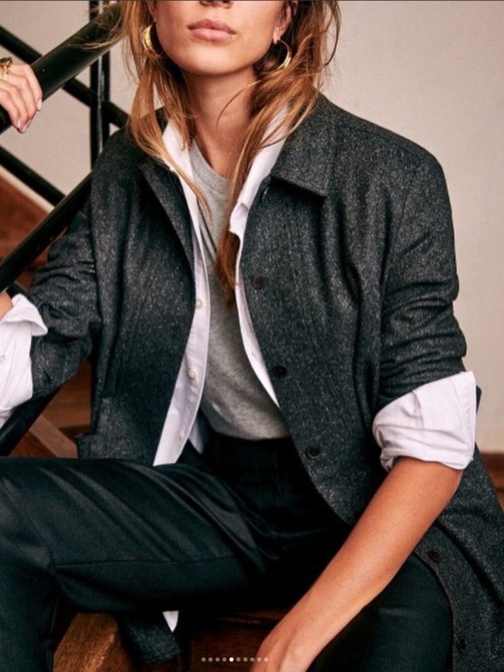 Like New Sezane Wool Blend Will Shirt Jacket Charcoal Small